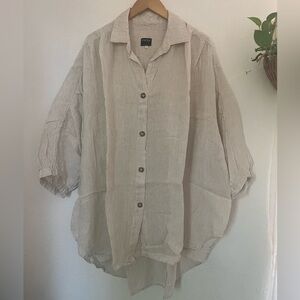 NWOT esby apparel chelle top, sand stripe linen, size 1X/2X